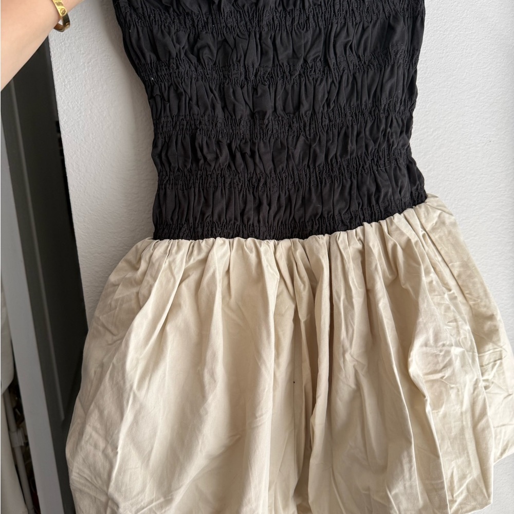 DISSH Black Smocked Bodice Cream Bubble Dress - Picture 2 of 4